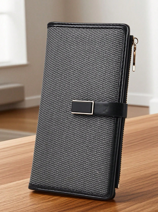 Woven Fabric Patchwork Clutch - Black