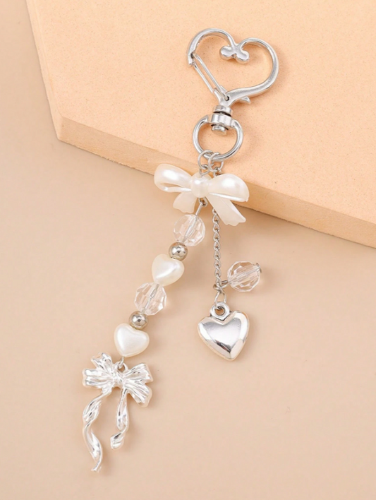 Pearl and Bow Bag Charm
