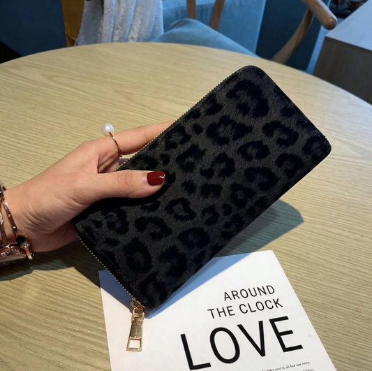 Leopard Print Clutch - Black