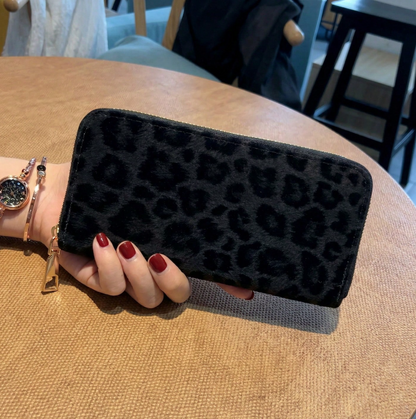 Leopard Print Clutch - Black