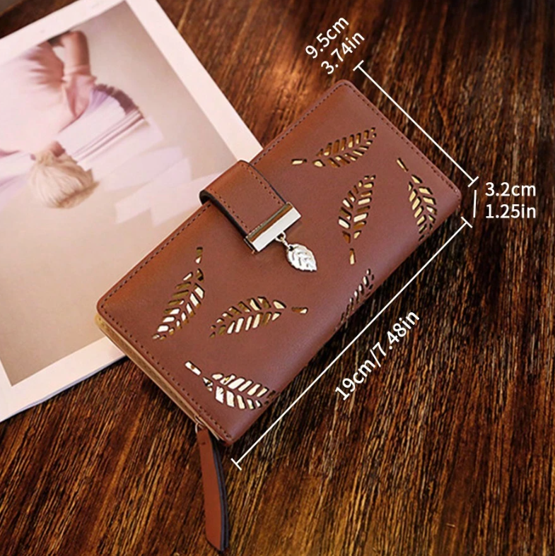 Leaf Design Clutch - Brown