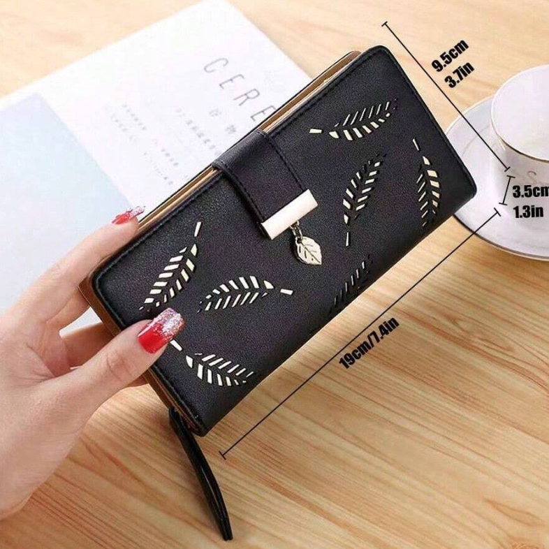 Leaf Design Clutch - Black