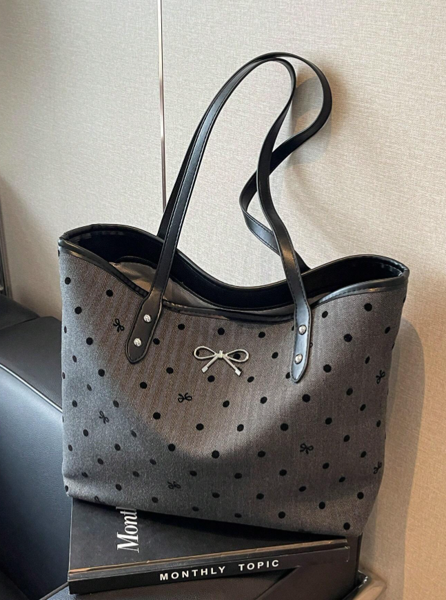 Sassy Patterned Tote with Bow Accent