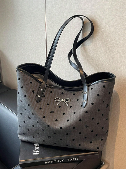 Sassy Patterned Tote with Bow Accent