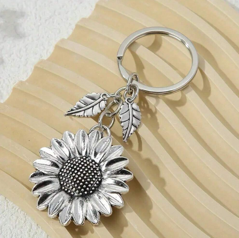 Silver Sunflower Bag Charm