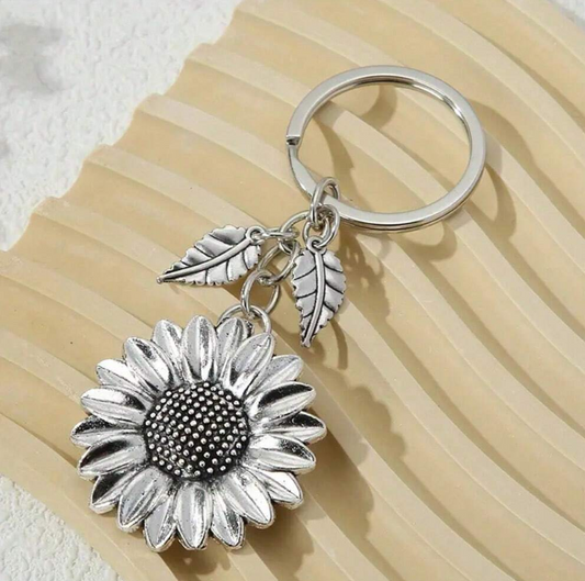 Silver Sunflower Bag Charm
