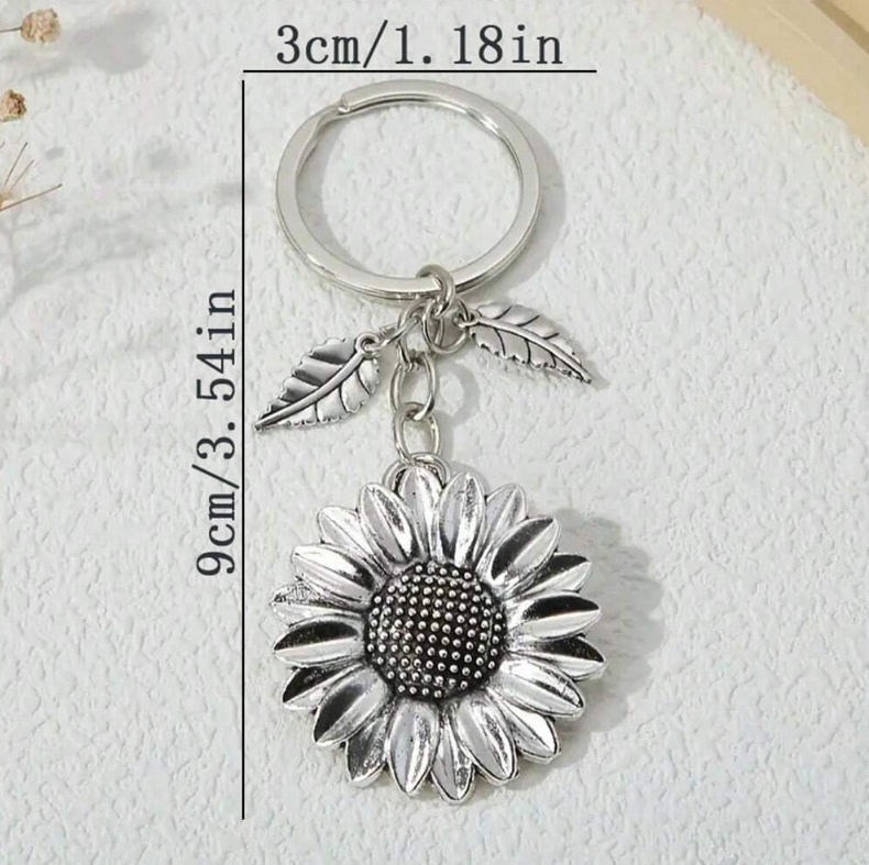 Silver Sunflower Bag Charm