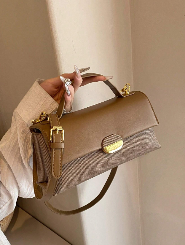 Two Tone Block Crossbody - Brown