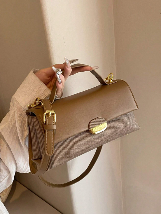 Two Tone Block Crossbody - Brown