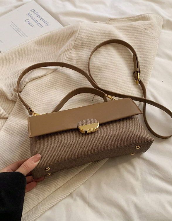 Two Tone Block Crossbody - Brown