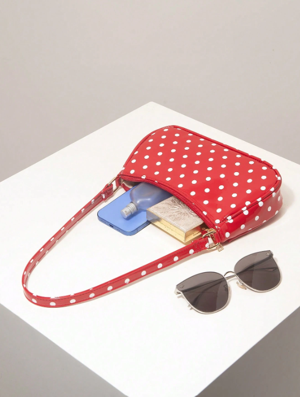Polka Dot Underarm Bag - Red
