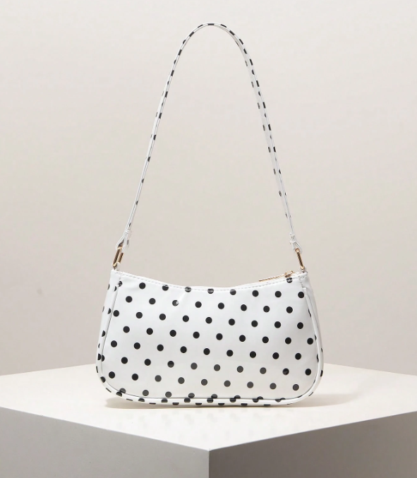 Polka Dot Underarm Bag - White