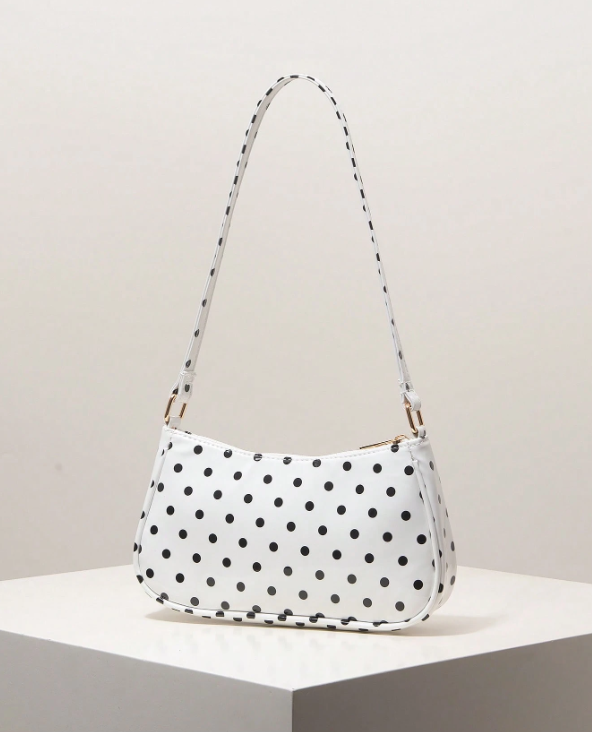 Polka Dot Underarm Bag - White