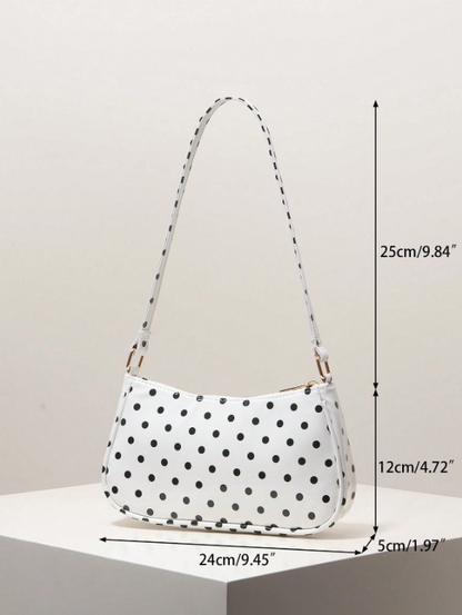 Polka Dot Underarm Bag - White