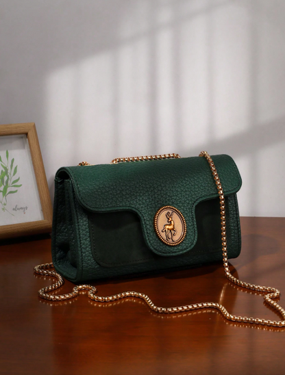 Vintage Chain Strap Bag - Brown/Green
