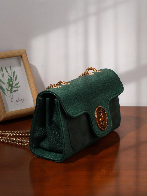 Vintage Chain Strap Bag - Brown/Green