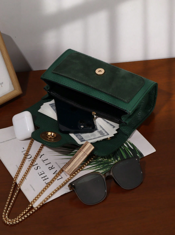 Vintage Chain Strap Bag - Brown/Green