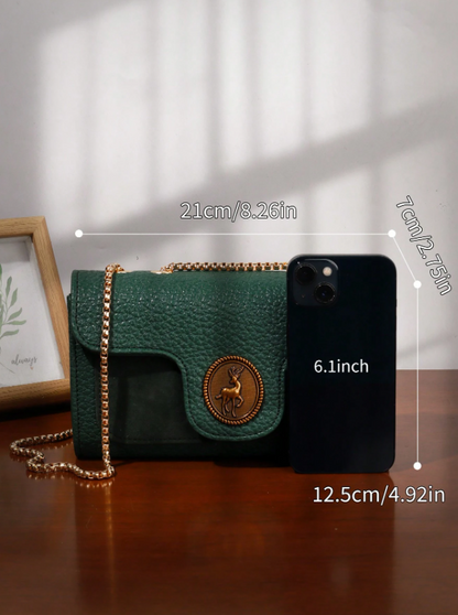 Vintage Chain Strap Bag - Brown/Green