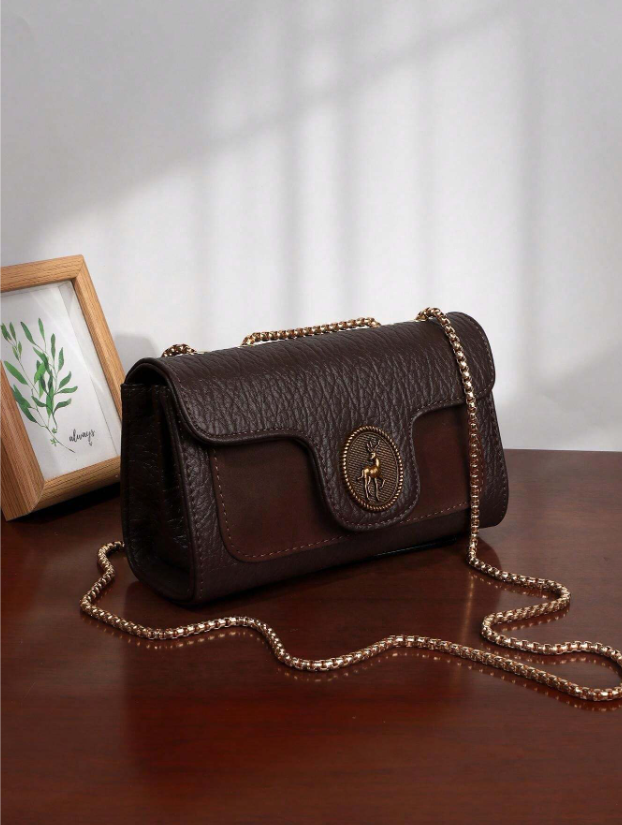 Vintage Chain Strap Bag - Brown/Green