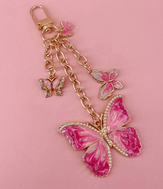 Pink Butterfly Bag Charm