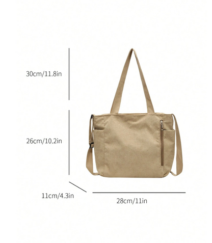 Large Capacity Corduroy Tote - Khaki