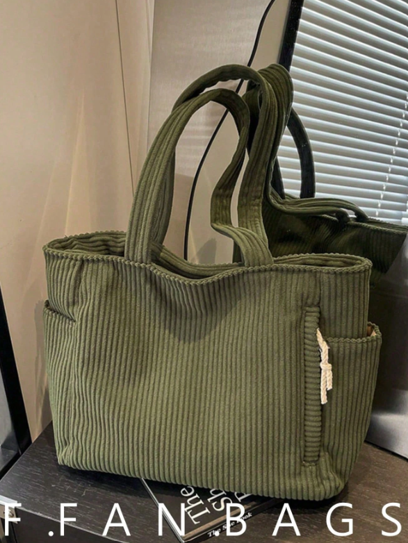Large Corduroy Tote - Green