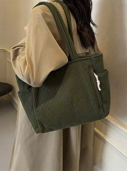 Large Corduroy Tote - Green