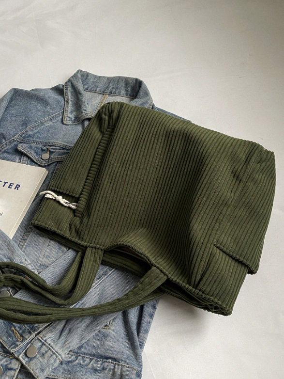 Large Corduroy Tote - Green