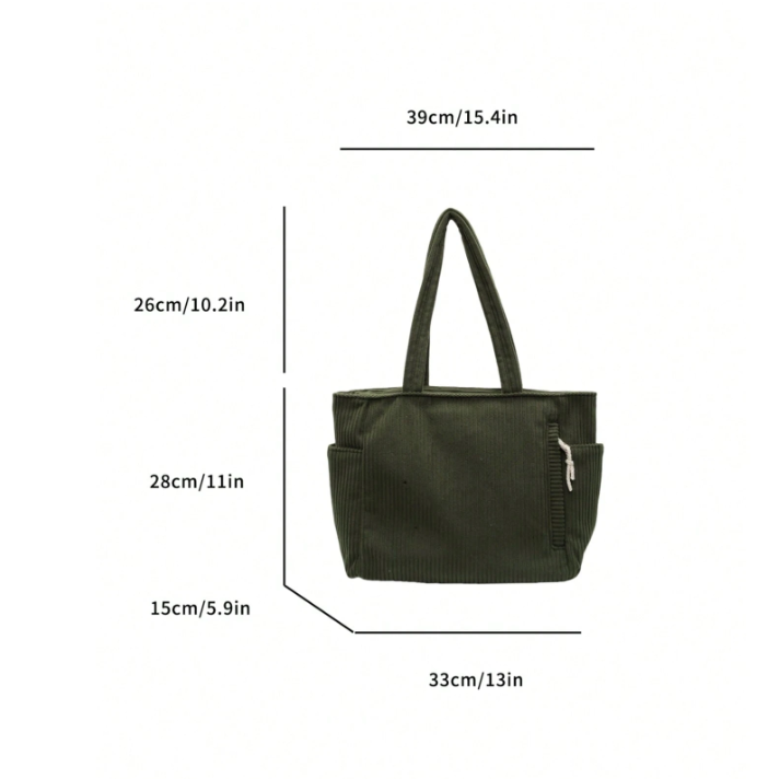 Large Corduroy Tote - Green