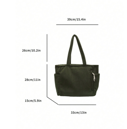 Large Corduroy Tote - Green