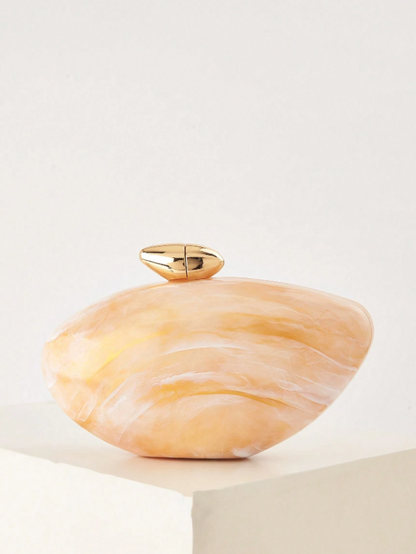 Exquisite Seashell Pearl Clutch/Crossbody - Brown/Seashell