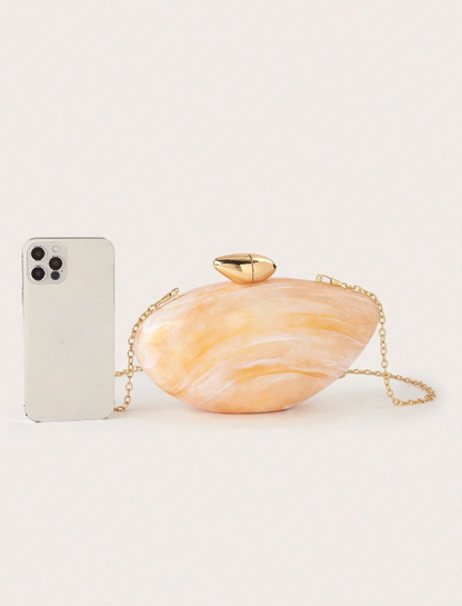Exquisite Seashell Pearl Clutch/Crossbody - Brown/Seashell