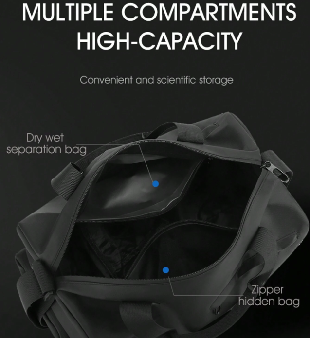 Compact Mini Travel/Gym Bag - Black/Grey