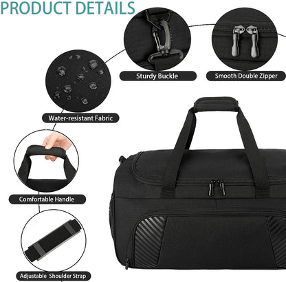 50L Black Durable Large Duffle Bag
