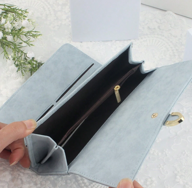 Baby Blue Clutch Gold Hardware