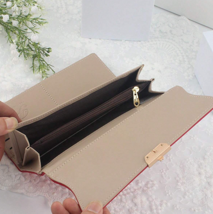 Elegant Design Clutch Purse - Stone/Mauve