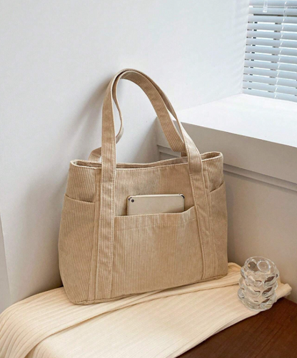 Fabric Tote - Black/Beige