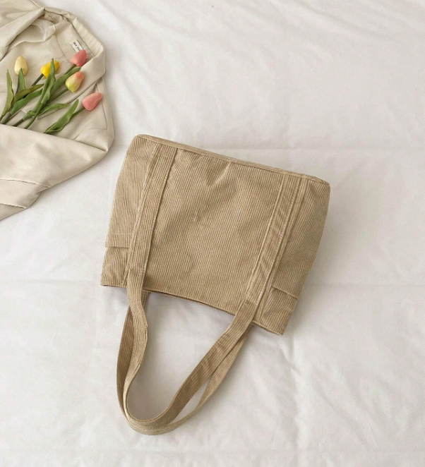 Fabric Tote - Black/Beige