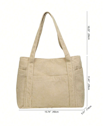 Fabric Tote - Black/Beige