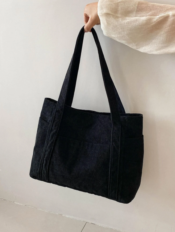Fabric Tote - Black/Beige