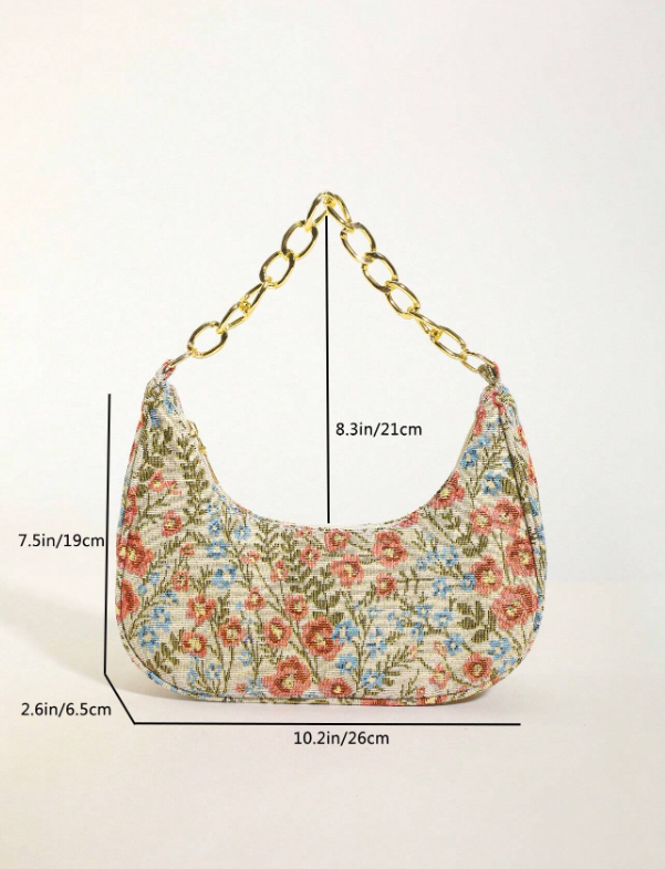 Floral Fabric Bag - Pink/Blue