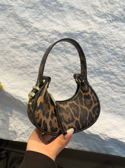 Mini Bougee Dumpling Handbag - Black/Animal Print