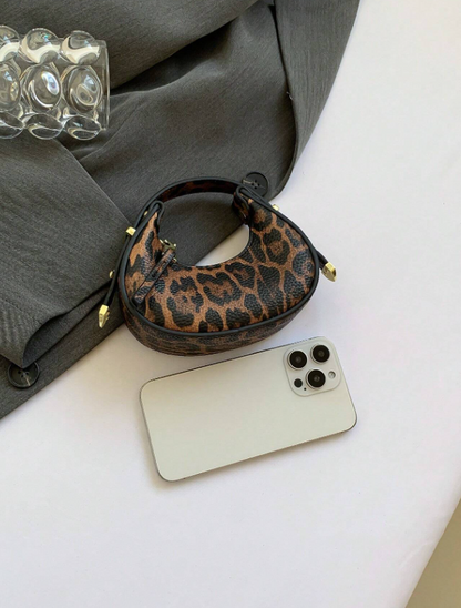 Mini Bougee Dumpling Handbag - Black/Animal Print