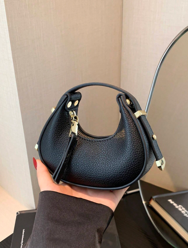 Mini Bougee Dumpling Handbag - Black/Animal Print