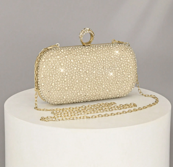 Women's Rhinestone Clutch - Gold/Silver