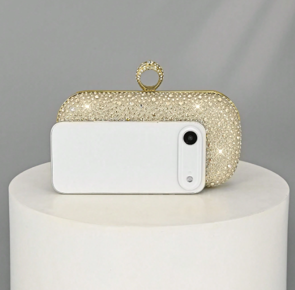 Women's Rhinestone Clutch - Gold/Silver