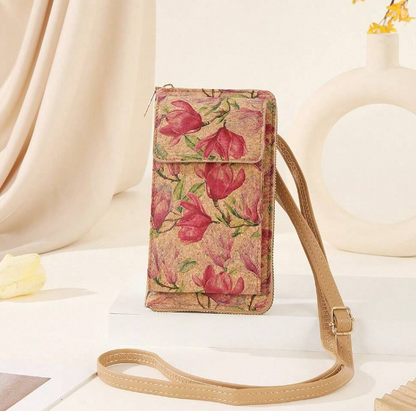 Vintage Multifunction Crossbody - Floral/Cashew Flower