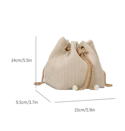 Chain & Faux Pearl Decor Bucket Crossbody