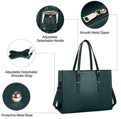 Large Elegant Laptop/Work Bag - Green/Black Animal