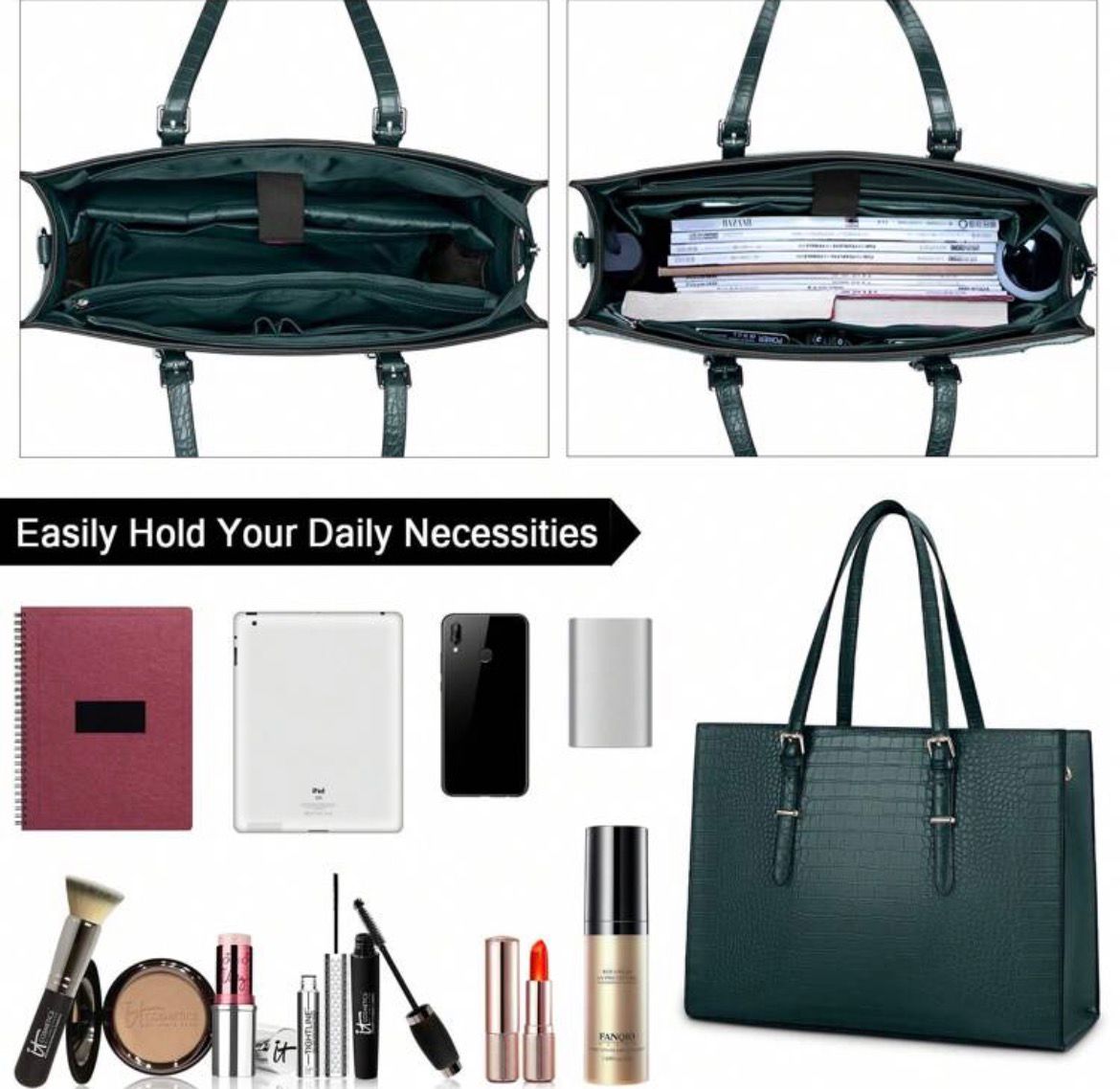 Large Elegant Laptop/Work Bag - Green/Black Animal